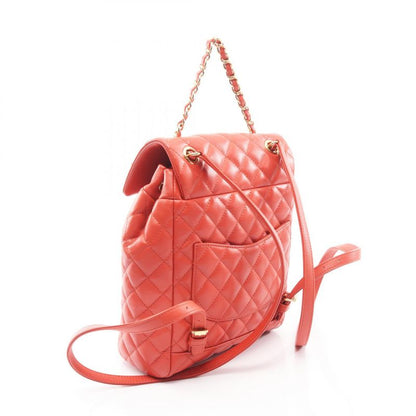 Chanel Rucksack Sac Backpack Quilted Orange Leather Chain