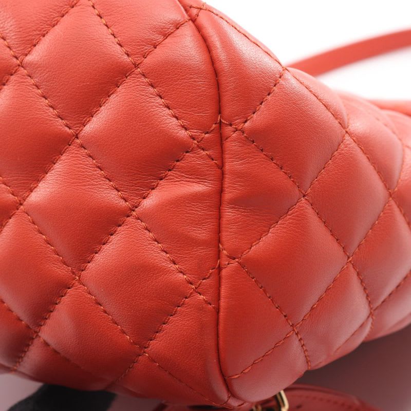 Chanel Rucksack Sac Backpack Quilted Orange Leather Chain