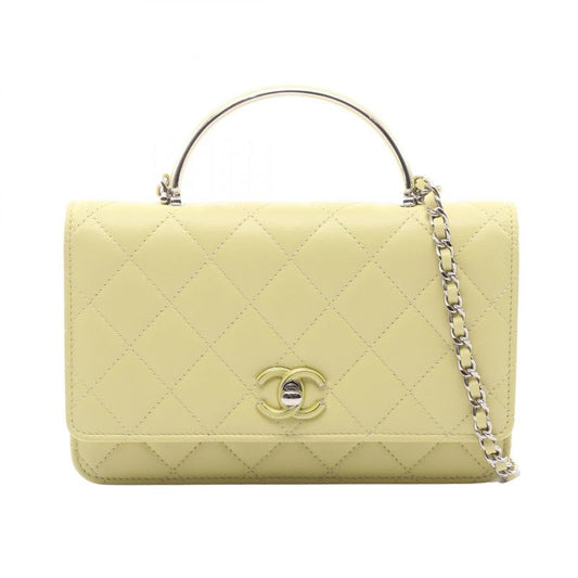 Chanel Shoulder Bag Matelasse Ap3705 Yellow Green Lambskin (sheep Leather)