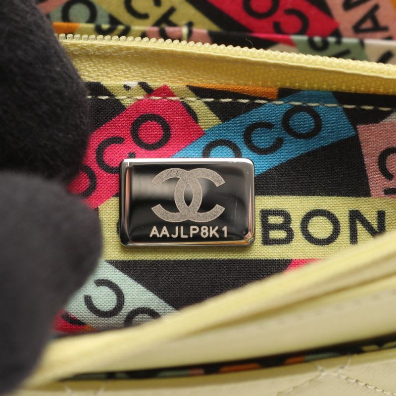 Chanel Shoulder Bag Matelasse Ap3705 Yellow Green Lambskin (sheep Leather)