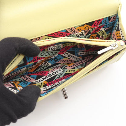 Chanel Shoulder Bag Matelasse Ap3705 Yellow Green Lambskin (sheep Leather)