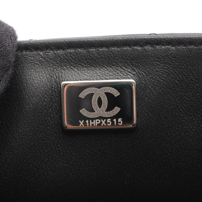 Chanel Shoulder Bag Matelasse Top Handle Mini Flap As2431 Black Lambskin Top