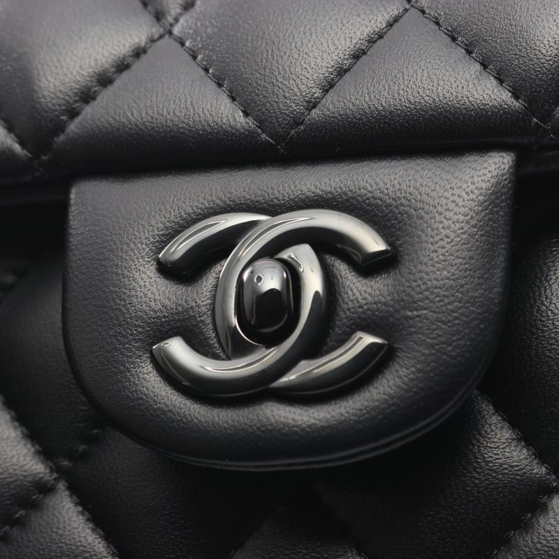 Chanel Shoulder Bag Matelasse Top Handle Mini Flap As2431 Black Lambskin Top