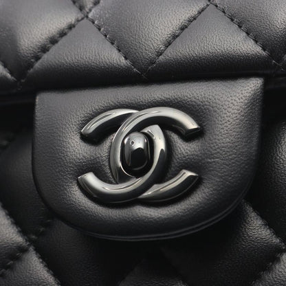 Chanel Shoulder Bag Matelasse Top Handle Mini Flap As2431 Black Lambskin Top