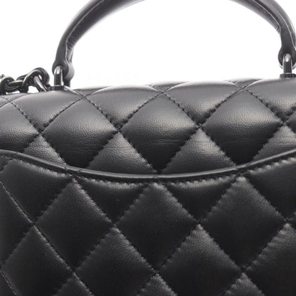 Chanel Shoulder Bag Matelasse Top Handle Mini Flap As2431 Black Lambskin Top