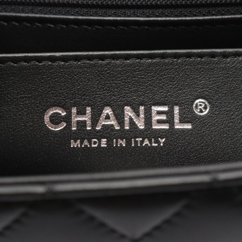 Chanel Shoulder Bag Matelasse Top Handle Mini Flap As2431 Black Lambskin Top