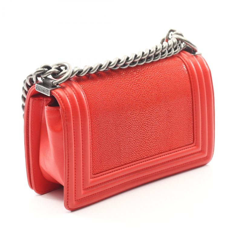 Chanel Shoulder Bag Boy Chanel Small Red Lambskin Boy Chanel Chain Shoulder