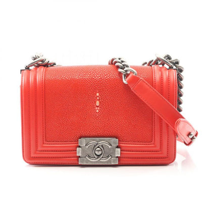 Chanel Shoulder Bag Boy Chanel Small Red Lambskin Boy Chanel Chain Shoulder