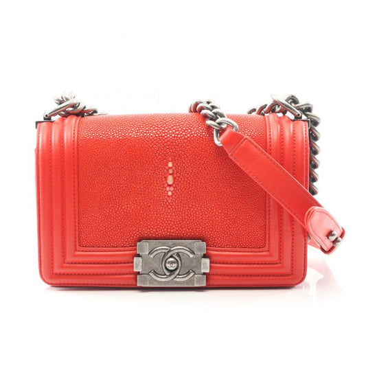 Chanel Shoulder Bag Boy Chanel Small Red Lambskin Boy Chanel Chain Shoulder