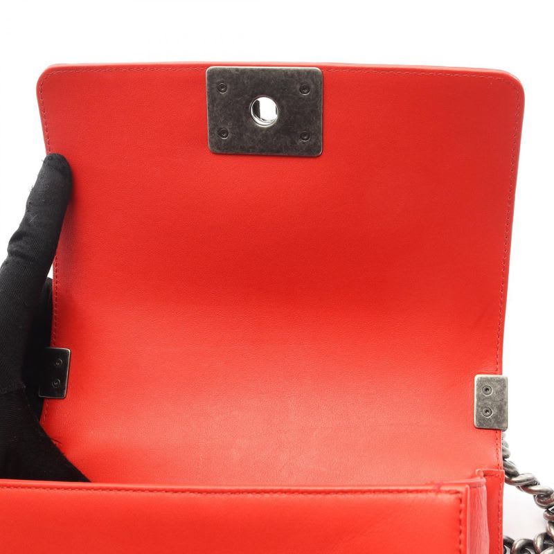 Chanel Shoulder Bag Boy Chanel Small Red Lambskin Boy Chanel Chain Shoulder