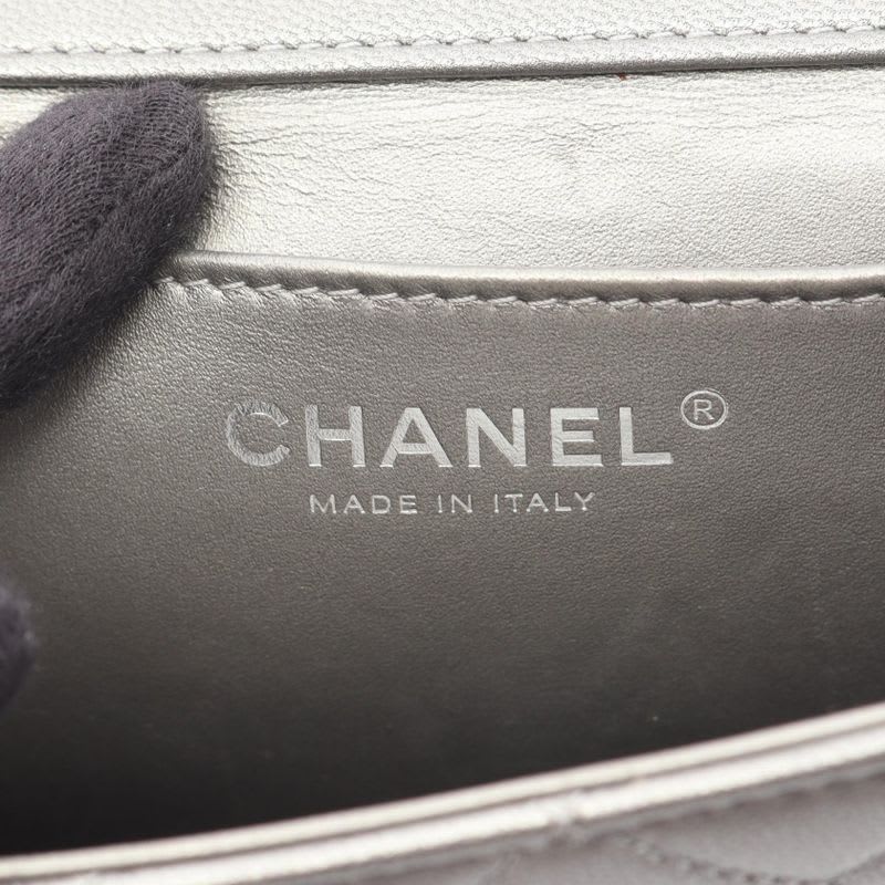 Chanel Shoulder Bag Matelasse Silver Gray Leather Matelasse Chain Shoulder