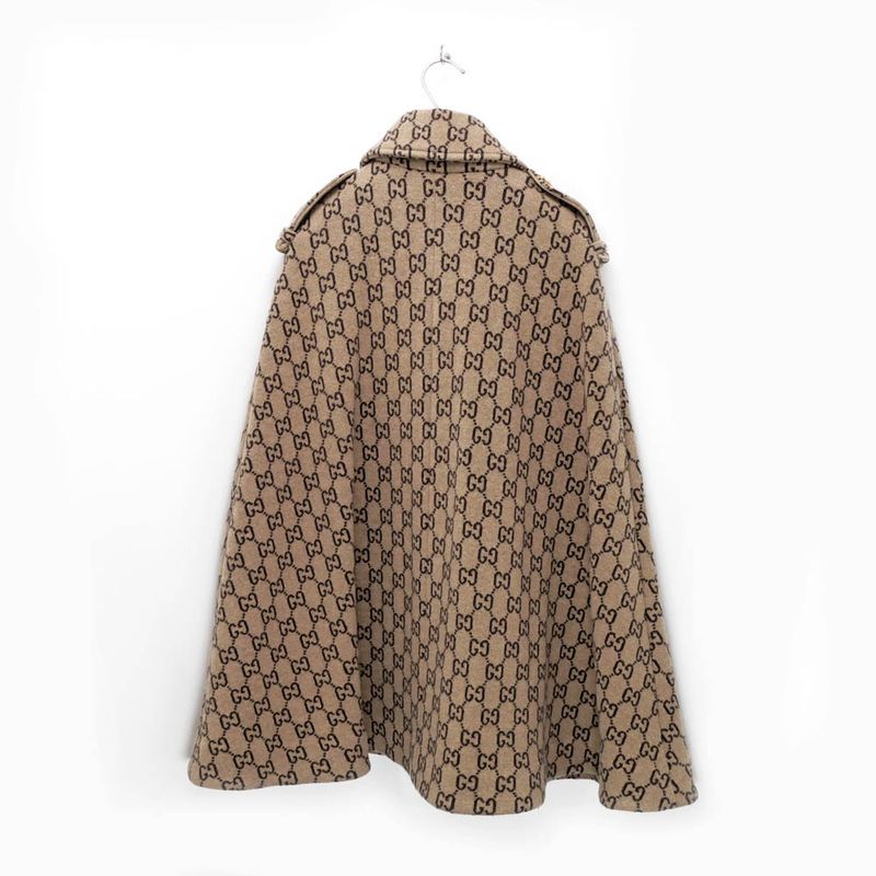 Gucci Cape GG Pattern Beige Dark Brown S Size 610488 Women's Apparel