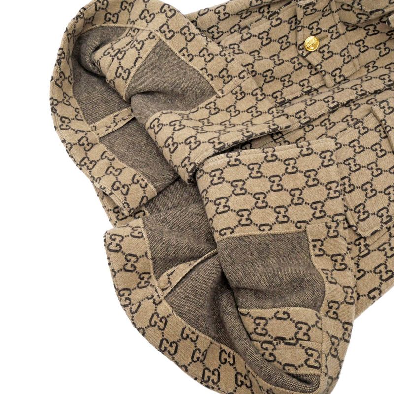 Gucci Cape GG Pattern Beige Dark Brown S Size 610488 Women's Apparel