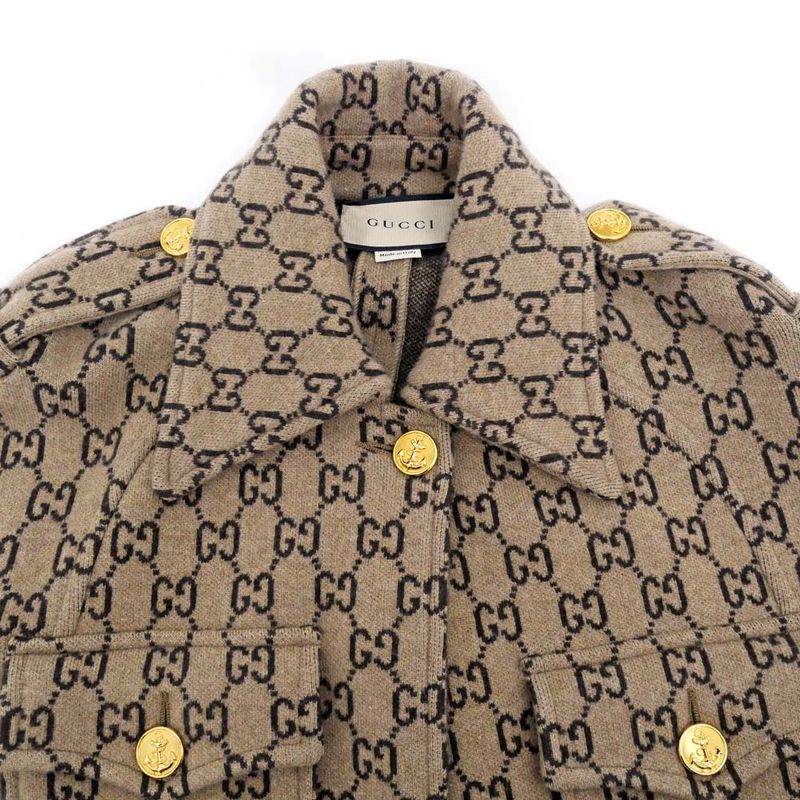 Gucci Cape GG Pattern Beige Dark Brown S Size 610488 Women's Apparel