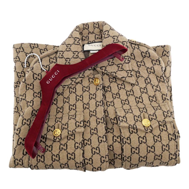 Gucci Cape GG Pattern Beige Dark Brown S Size 610488 Women's Apparel