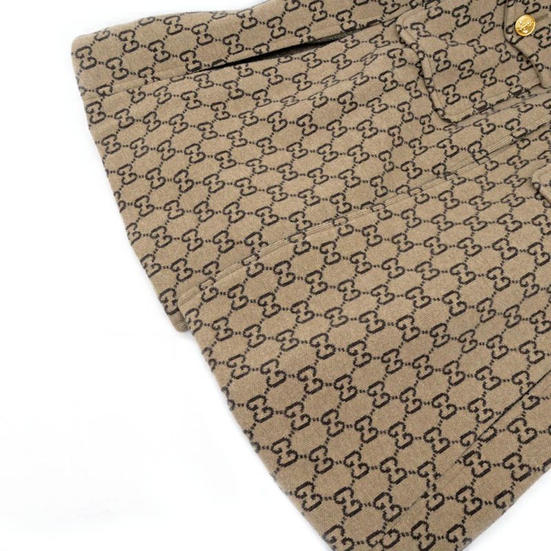 Gucci Cape GG Pattern Beige Dark Brown S Size 610488 Women's Apparel