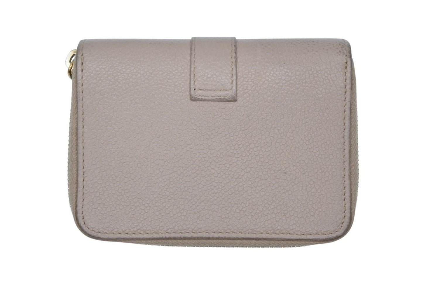 Saint Laurent Cassandra Zip Wallet Bifold Gray de Poudre Leather Beige Gold — view 2