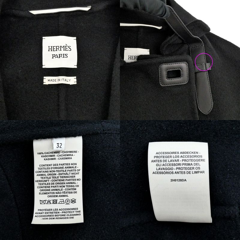 Hermes Cashmere Coat Black 32 Sizes 22aw2h0128da Women's Apparel Clothes