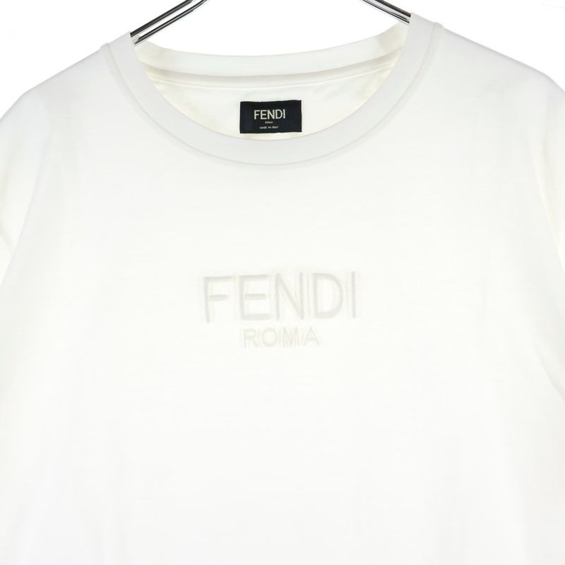 Fendi Front Logo Short Sleeve T-shirt Cut And Sewn White Fy1319atla
