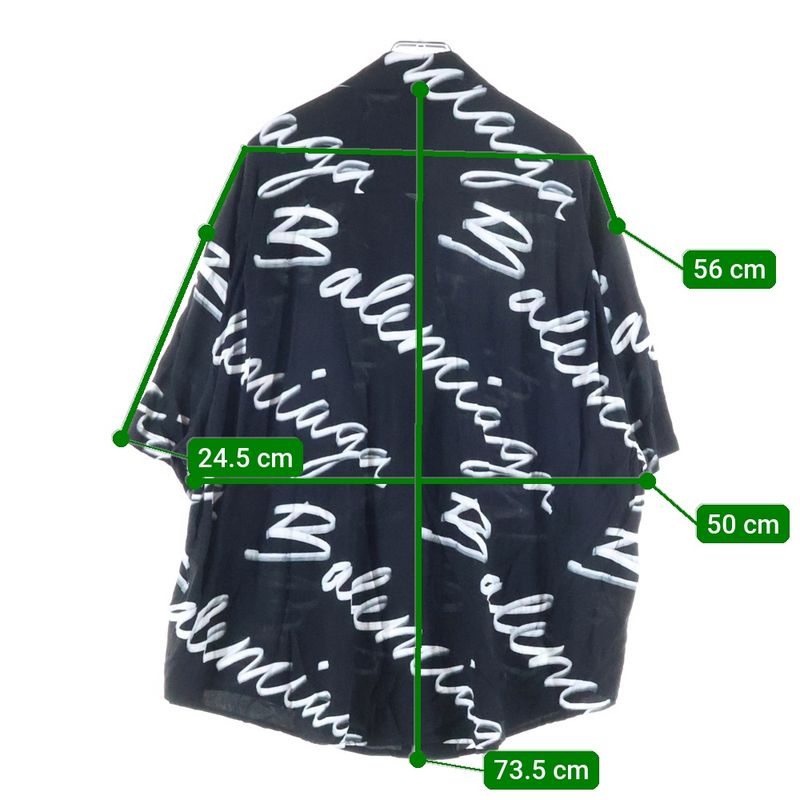 Balenciaga 23AW Allover Logo Silk Short Sleeve Shirt Black White 681813