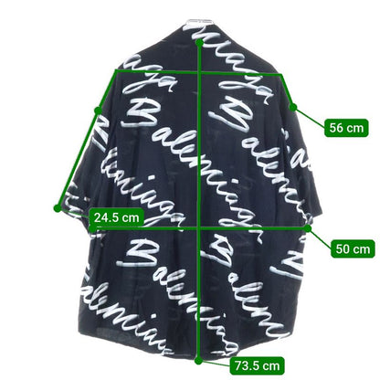 Balenciaga 23AW Allover Logo Silk Short Sleeve Shirt Black White 681813