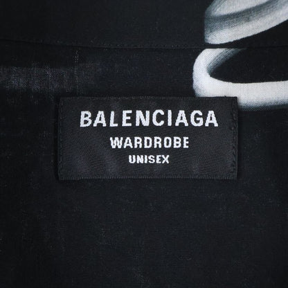 Balenciaga 23AW Allover Logo Silk Short Sleeve Shirt Black White 681813