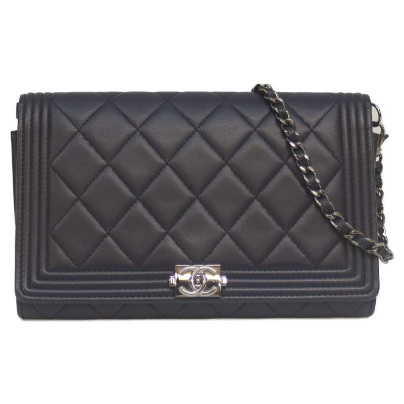 Chanel No 20 Navy Lambskin Boy Chanel Silver Hardware Chain Wallet Chain Long