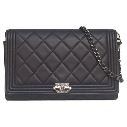 Chanel No 20 Navy Lambskin Boy Chanel Silver Hardware Chain Wallet Chain Long