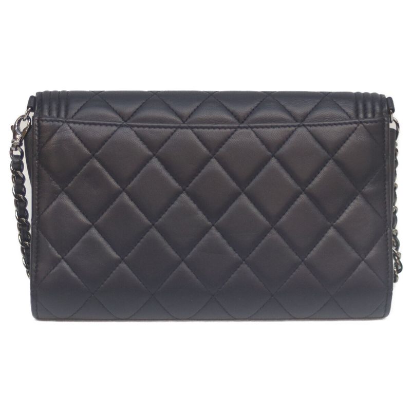 Chanel No 20 Navy Lambskin Boy Chanel Silver Hardware Chain Wallet Chain Long