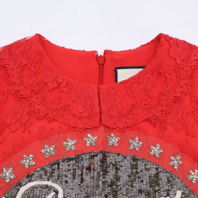 Gucci 543335 18 Year Paramount Sequin Logo Lace Bicolor Dress 36