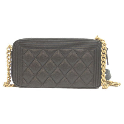 Chanel No 27 A84069 Black Cavia Ghardware Beautiful Chanel Chain Wallet