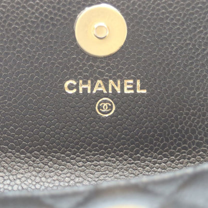 Chanel Ap2206 Black Cavia Ghardware Beautiful Chain Wallet