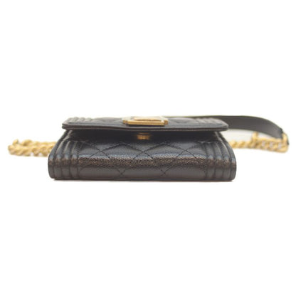 Chanel Ap2206 Black Cavia Ghardware Beautiful Chain Wallet