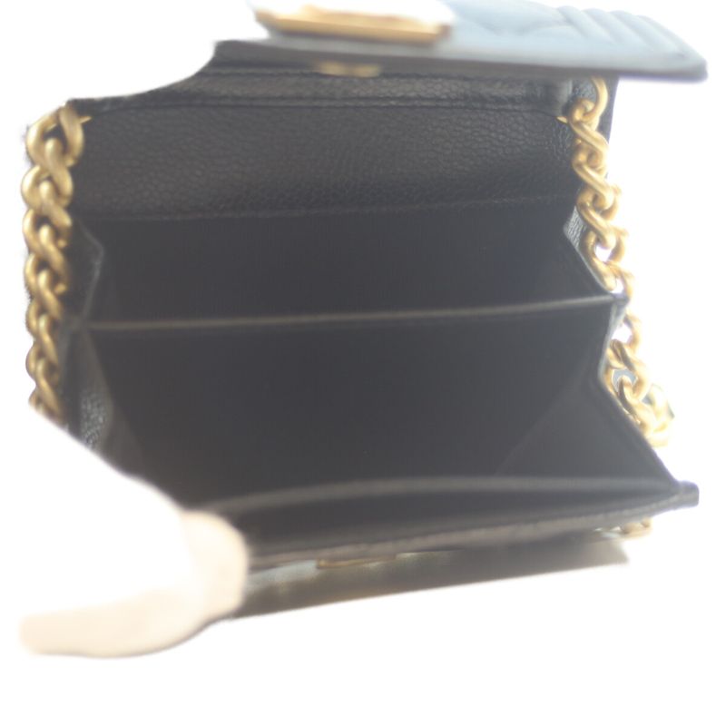 Chanel Ap2206 Black Cavia Ghardware Beautiful Chain Wallet