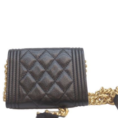 Chanel Ap2206 Black Cavia Ghardware Beautiful Chain Wallet