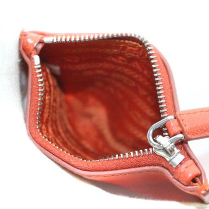 Prada Coin Case Leather Orange An10 • OH