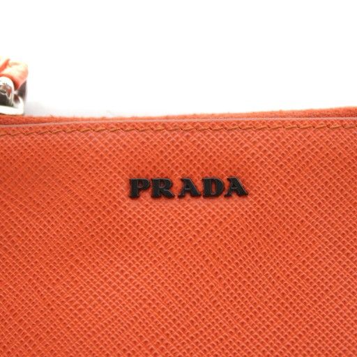 Prada Coin Case Leather Orange An10 • OH