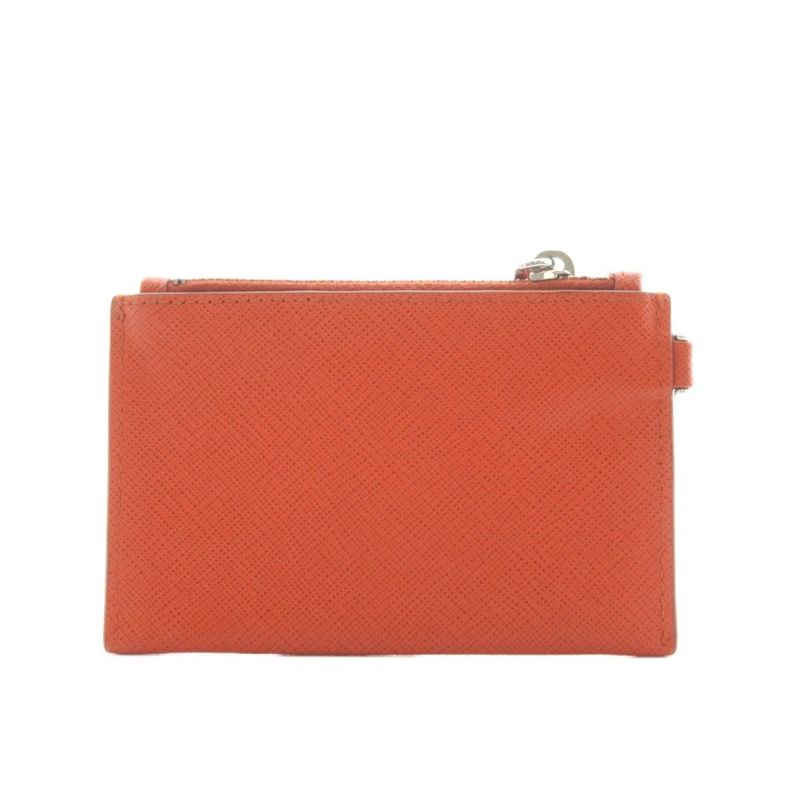 Prada Coin Case Leather Orange An10 • OH