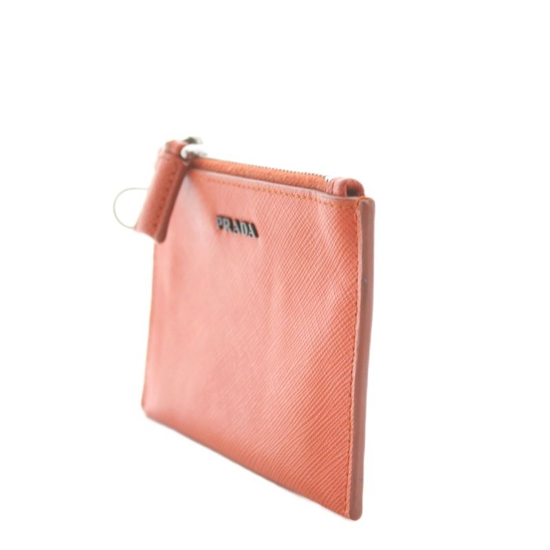 Prada Coin Case Leather Orange An10 • OH