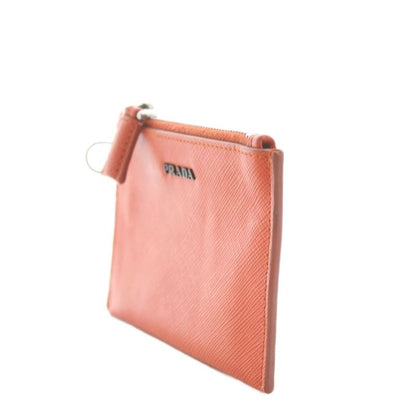 Prada Coin Case Leather Orange An10 • OH