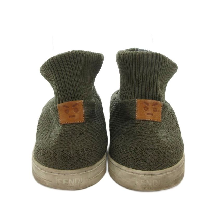 Fendi Sneakers Shoes Mid Cut Technical Knit 7 E Khaki 1058 Ff