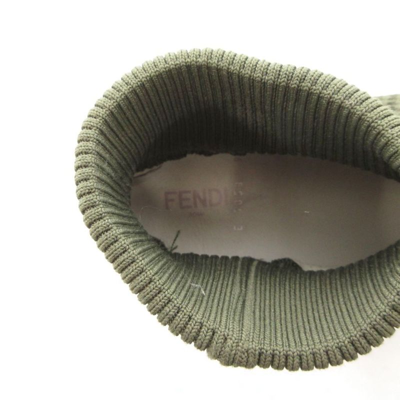 Fendi Sneakers Shoes Mid Cut Technical Knit 7 E Khaki 1058 Ff