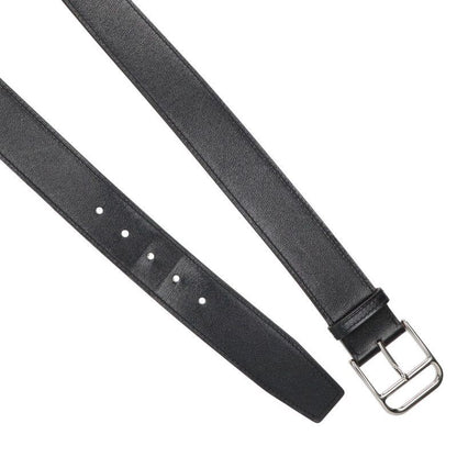 Hermes Roman W Engraved Silver Hardware Buckle Leather Belt Men's 50