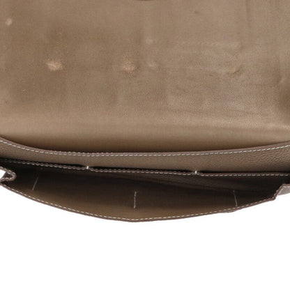Hermes Dogon Duo GM Y Engraved Togo Etoupe Wallet Men's