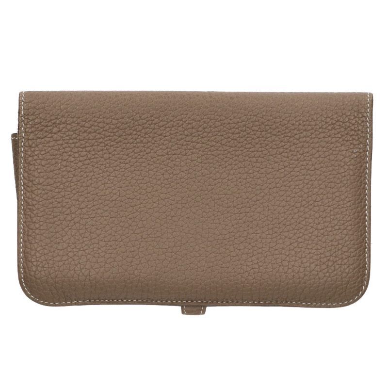 Hermes Dogon Duo GM Y Engraved Togo Etoupe Wallet Men's