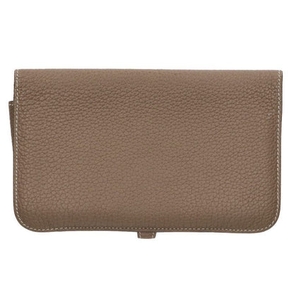 Hermes Dogon Duo GM Y Engraved Togo Etoupe Wallet Men's