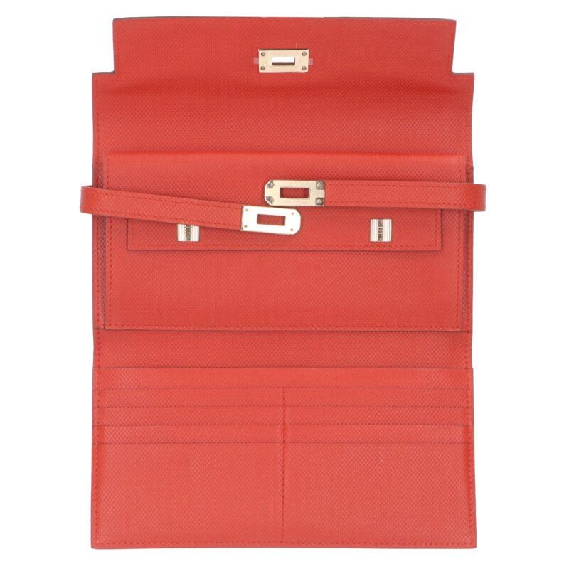 Hermes Kelly Wallet Long Depliant □Q Engraved Ghardware Grand Ash Capucines