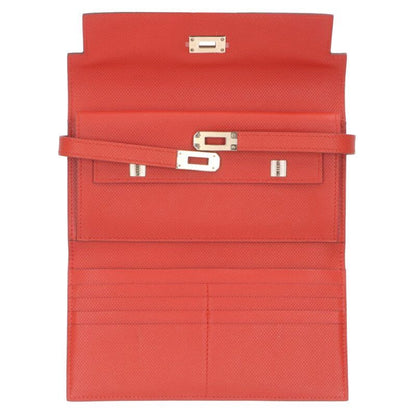 Hermes Kelly Wallet Long Depliant □Q Engraved Ghardware Grand Ash Capucines