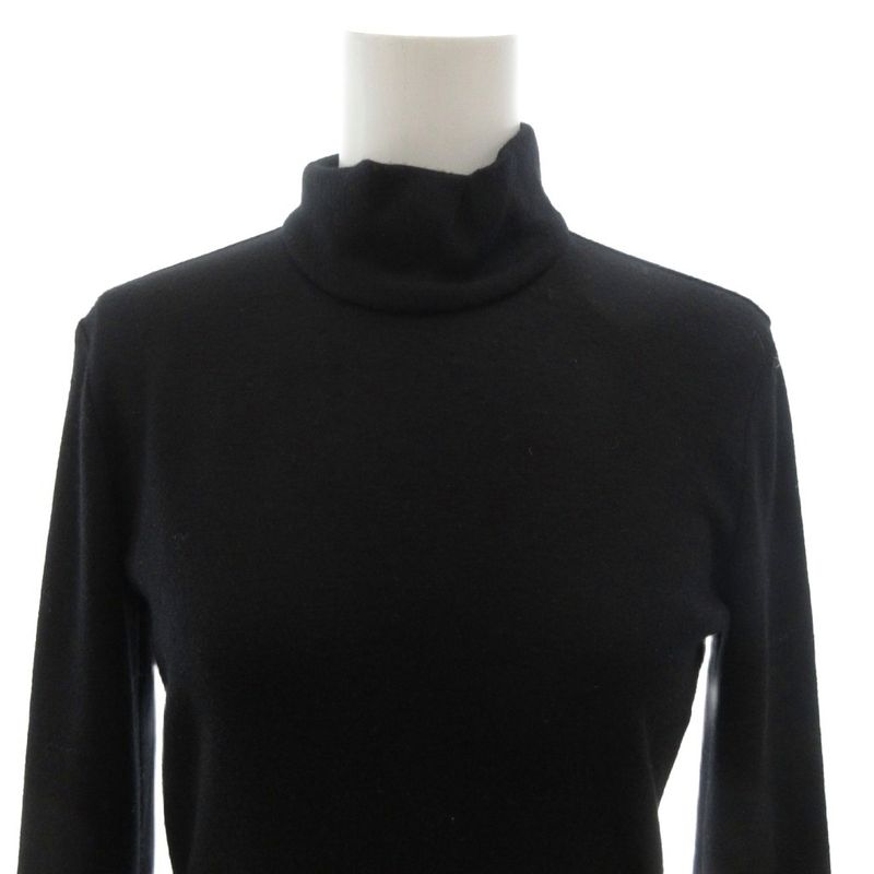 Gucci Dress Wool XS Black Gray High Neck Long Sleeve Long Plaid Switch Ff