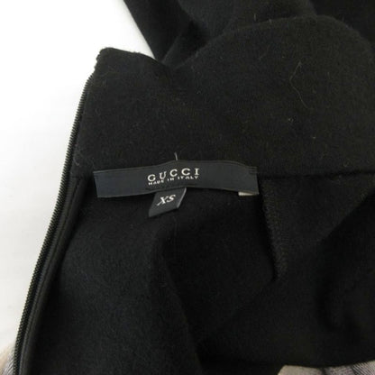 Gucci Dress Wool XS Black Gray High Neck Long Sleeve Long Plaid Switch Ff